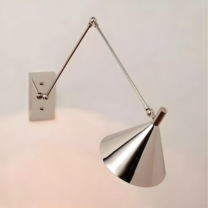 Modern Adjustable Chrome Wall Sconce – Brass Swing Arm Lamp | Industrial Vintage Style Wall Light | Swing Arm Sconces