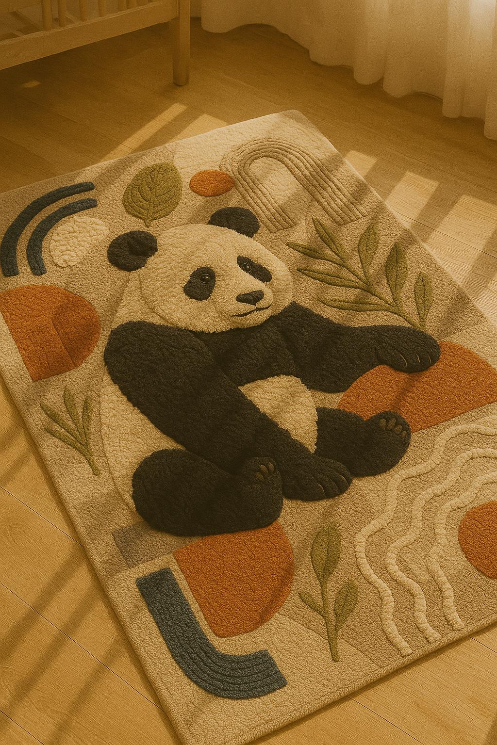 Real Panda Rug Handmade Wool Panda Rug | 3D Textured Boho Nursery Carpet - Etsy