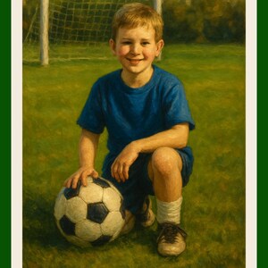 Afdrukbare muurkunst voetbaljongen – kindersportschilderij, direct downloaden, decor sportkwekerij