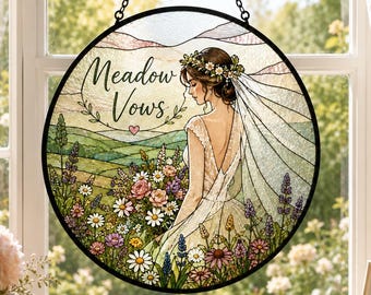 Bridal Meadow Suncatcher,Floral Wedding Window Decor,Romantic Bride Gift,Cottage Garden Decor,Bridal Shower Gift,Engagement Gift