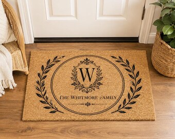 Custom Laurel Family Name Doormat,Personalized Surname Welcome Mat,Housewarming Gift