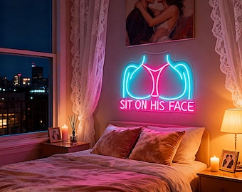 Sit On His Face Neon Sign,Smut Neon Sign,Woman Neon Light,Butt Neon Sign,Woman Body Led Sign,Bikini Girl Led Light,Smut Lover Gift