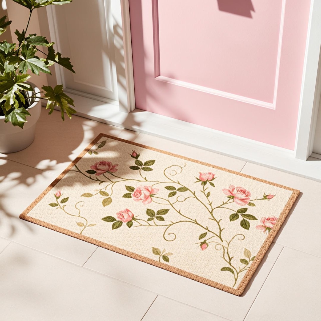 Floral Doormat - Wildflower Welcome Mat - Spring Front Porch Decor ...