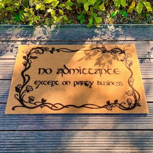 No Admittance Except on Party Business Doormat, Funny Movie Home Doormat,Lord of the Rings Doormat,The Hobbit Door Mat,Nerdy Home Office Art image 6