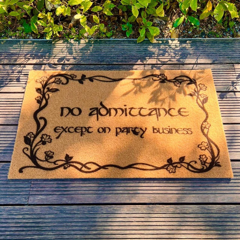 No Admittance Except on Party Business Doormat, Funny Movie Home Doormat,Lord of the Rings Doormat,The Hobbit Door Mat,Nerdy Home Office Art image 6