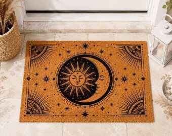 Celestial Sun Moon Doormat,Witchy Moon Phase Door Mat,Boho Astrology Porch Mat,Mystical Entryway Decor,Housewarming Gift