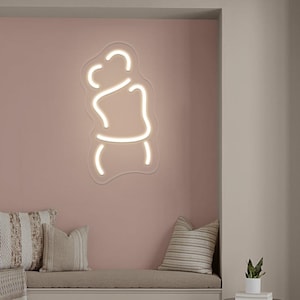 Couple Hugging Face To Face Neon Light,Minimalist Line Art Neon Light,Couple Kissing Neon Sign,Cuddling Couple Sign,Embrace Couple Neon Sign