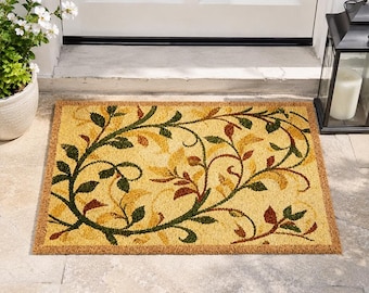 Greenery Doormat,Vintage Floral Doormat,Housewarming Gift,Floral Welcome Mat,Floral Front Porch Decor,New Home Gift,Boho Door Mat,Floor Mat
