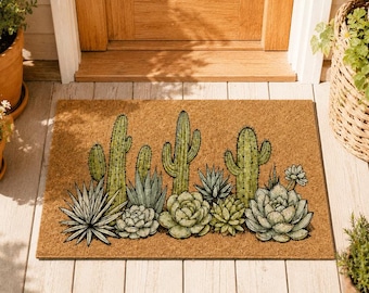 Cactus Close Up Doormat,Welcome Cactus Doormats,Cactus Doormats,Cactus Mats,Welcome Funny Cactus Door Mats,Desert Vibe Greeting