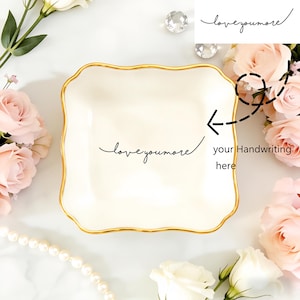 手書き文字入りパーソナライズ・リングディッシュ, カスタムスクリプト・ジュエリー皿, リングトレイ, 花嫁へのウェディングギフト, 母の日のプレゼント
