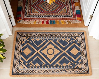 Geometric Pattern Floor Mats,Unique Welcome Mat,Modern Gift,Closing Gift,Geometric Doormat,Housewarming Gift,New Home Gift,Coir Door Mat