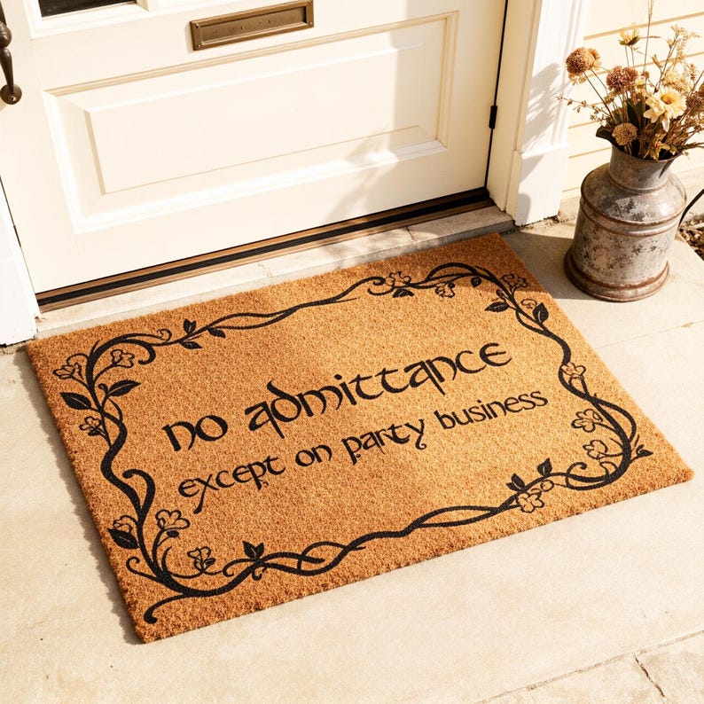 No Admittance Except on Party Business Doormat, Funny Movie Home Doormat,Lord of the Rings Doormat,The Hobbit Door Mat,Nerdy Home Office Art image 3