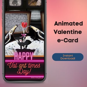 Cartolina formichiere animata San Valentino e Card, Cellulare digitale Paperless Eco Friendly formichiere elettronico cuore lecca-lecca San Valentino Card.