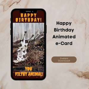 Drôle Joyeux anniversaire cochon animé e Card, Carte d’anniversaire électronique, Téléphone portable numérique Carte de vœux écologique sans papier