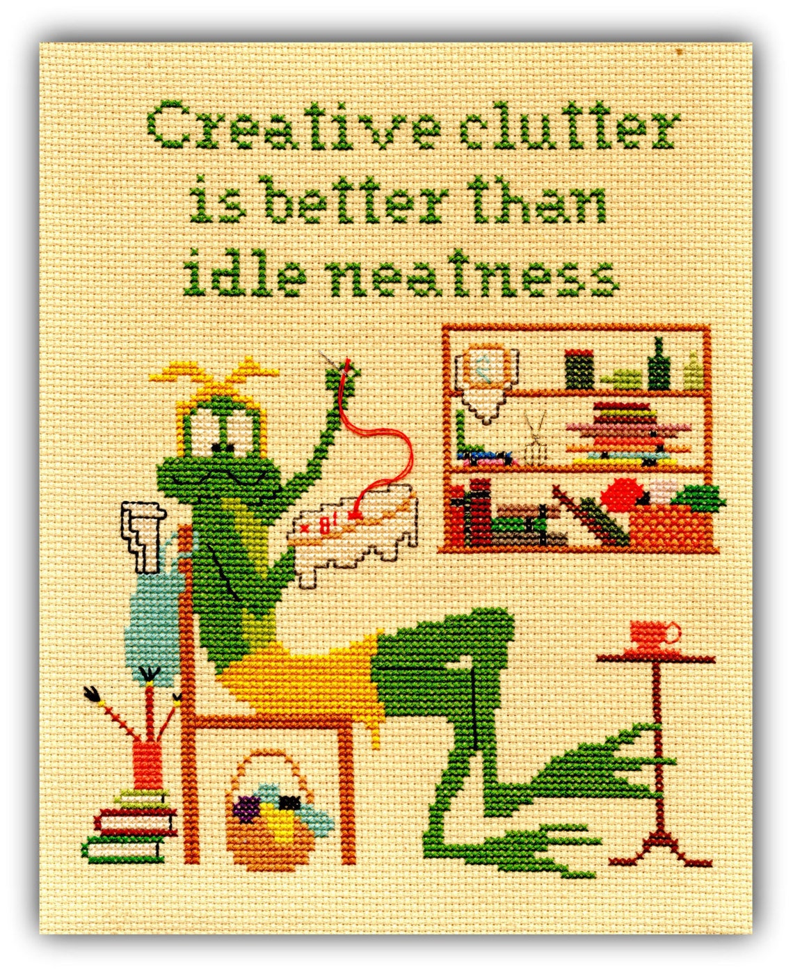 Vintage Frog Art Print Cross Stitch Frog Needlepoint Frog - Etsy