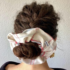 Handmade Upcycled Linen Scrunchie – Unique Scrunchie, Invisible Stitching, Ethical Hair Accessory, Eco-Friendly Gift