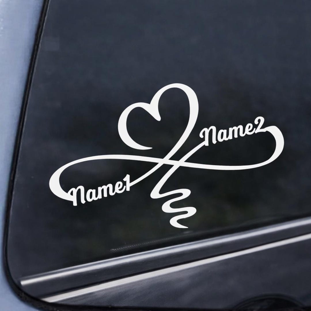 Personalized Love Heart Vinyl Car Decal – Custom Name Remembrance - Etsy