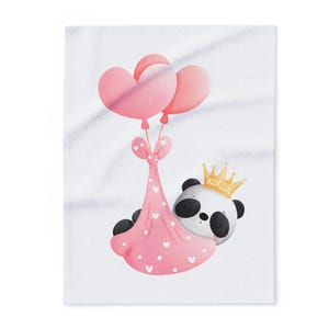 Cozy Panda Fleece Blanket, Cute Animal Throw, Soft Blanket for Kids, Baby Shower Gift, Plush Home Decor, Valentine Day