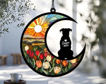 Personalized Boxer Memorial Suncatcher, Custom Dog Loss Ornament, Window Hanging Decor, Pet Loss Sympathy Gift, Pet Remembrance Keepsake.