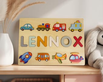 Personalized Name Puzzle by BusyPuzzle, Wooden Name Puzzle, Custom Baby Gift, Montessori Toy for Toddlers, 1st Birthday Gift, New Baby Gift