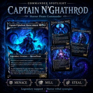 Horror Tribal Proxy Commander Deck | Captain N'ghathrod EDH | Custom Mill Deck | Casual Play | Full MTG EDH Deck Gift Set