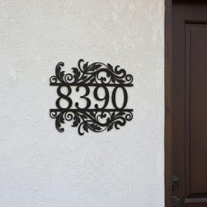 Classic Ornate Metal House Number Sign, Custom Address Plaque with Scroll Design, Personalized Home Address Decor