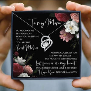Collar de nudo de plata con tarjeta de mensaje personalizada, regalo sentimental para mamá, esposa, hermana e hija. Regalo único con decoración de hojas.