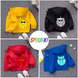 Chaqueta impermeable para niños Sprunki, para niño y niña, con bonitos dibujos de anime, cortavientos, ropa de exterior moderna y genial, abrigo para niños, regalo popular