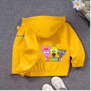 Sprunki Kid Wasserdichte Jacke Junge Mädchen Niedlich Cartoon Anime Windjacken Outdoor Trendy Coole Kleidung Tops Kinder Mantel Geschenk Hot