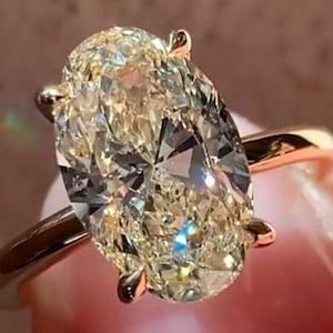 3 CT Oval Lab Grown CVD Diamond Engagement Ring Hidden Halo Ring 14k Solid Gold Ring Solitaire Wedding Oval Solitaire Ring Anniversary Ring