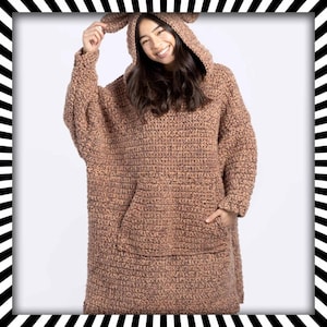 Big Bear Comfort Crochet Blanket Hoodie Pattern Download PDF 11725KP70