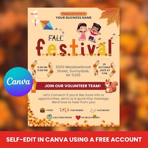 Editable Fall Harvest Festival Invitation: Pumpkin Patch Flyer (Canva Template - Digital Download)