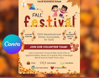 Editable Fall Harvest Festival Invitation: Pumpkin Patch Flyer (Canva Template - Digital Download)