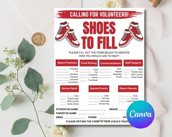 PTA PTO Volunteer Opportunities Survey, Editable Canva Template Printable