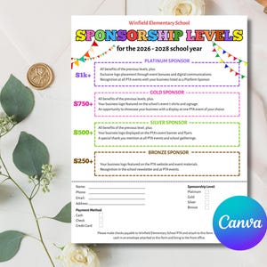 Bearbeitbare PTO PTA Patenschaft Flyer Vorlage (Digitaler Download)