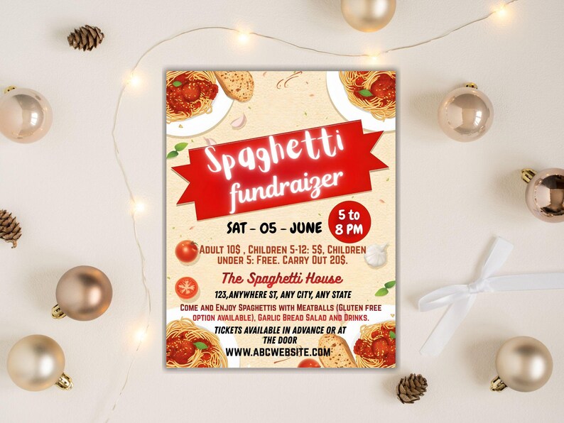 Spaghetti String Event Editable Spaghetti Dinner Fundraiser Flyer Ticket (digital Download) - Etsy