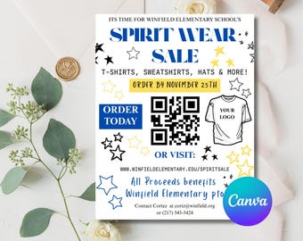 Bearbeitbare Spirit Wear Flyer Vorlage: Benefiz-Plakat für die Schule (Canva Download)