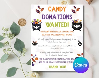 Bewerkbare sjabloon folder voor snoepdonatie: School Trunk or Treat (canva, digitale download)