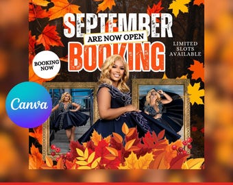 Fall Season Booking Flyer: Wig Install, Lash & Nail Services (Canva Editable Digital Download)