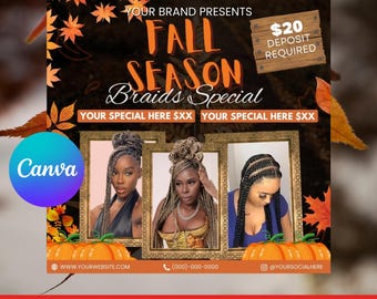 Fall Booking Flyer: Lash Nail Braids MUA, Canva Editable (Digital Download)