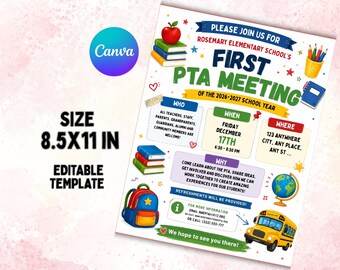 Editable First PTA Meeting Flyer, Membership Drive Template (Digital Download)