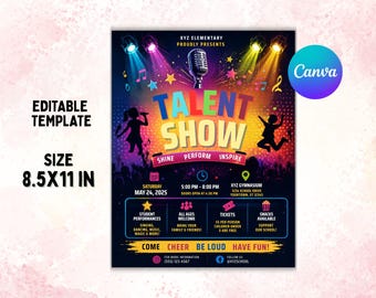 Editable Talent Show Flyer Template | Elementary Showcase Poster (Digital Download)