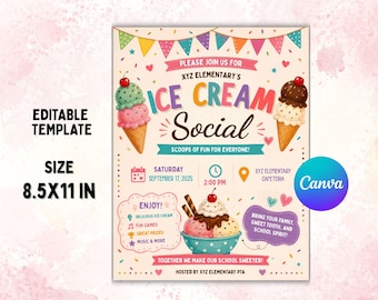 Editable Ice Cream Social Flyer Template