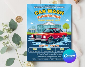 Car Wash Fundraiser Flyer Template: School PTO PTA Event (Digital Download)