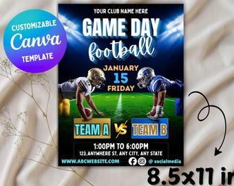 Editable Game Day Football Flyer: Sports Party Invitation (Digital Download)