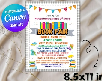 Book Fair Flyer Template: School Fundraiser Invite (Digital Download)
