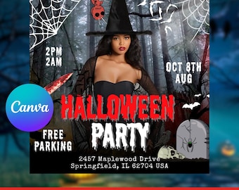 Halloween Party Flyer: Editable Canva Template (Instant Download)