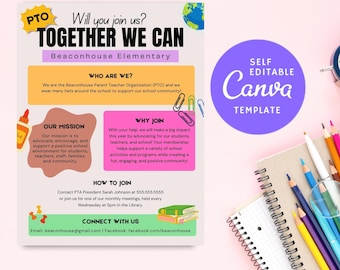 Editable PTA Flyer Template: Modern School Event Handout (Canva PDF Download)