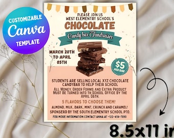 Editable Chocolate Fundraiser Flyer: School PTA Event (Digital Download)