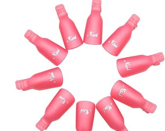 10 Pcs Pink Nail Soak Off Cap Clips for Gel Polish Removal